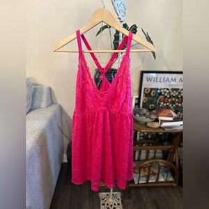 Torrid Curve hot Pink Lace babydoll dress size 1